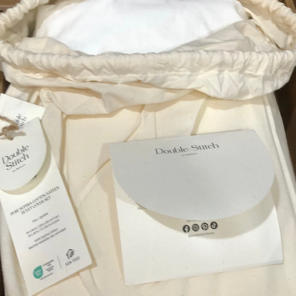 Double Stitch Bedsure Pure Supima Cotton Sateen Full/Queen White Duvet Cover Set